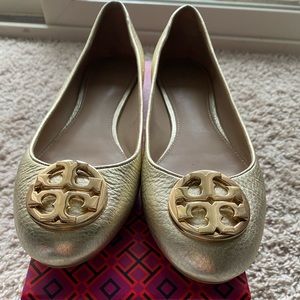 Tory Burch Claire Flats Gold size 8
